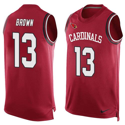 Mens Arizona Cardinals 13 Jaron Brown Red Hot Pressing Player Name Number Nike Nfl Tank Top Jersey