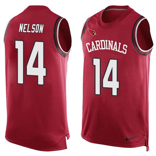 Mens Arizona Cardinals 14 Jj Nelson Red Hot Pressing Player Name Number Nike Nfl Tank Top Jersey