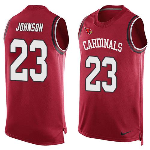 Mens Arizona Cardinals 23 Chris Johnson Red Hot Pressing Player Name Number Nike Nfl Tank Top Jersey