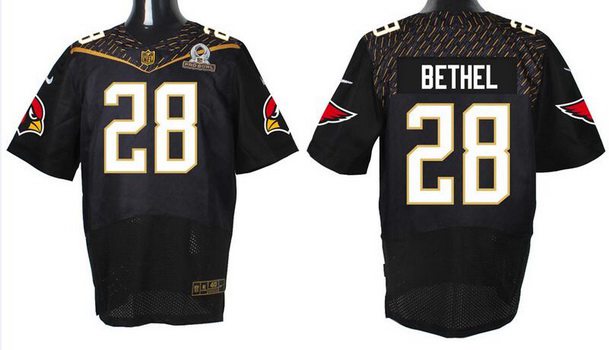 Mens Arizona Cardinals 28 Justin Bethel Black 2016 Pro Bowl Nike Elite Jersey