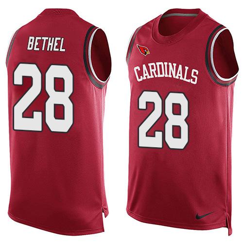 Mens Arizona Cardinals 28 Justin Bethel Red Hot Pressing Player Name Number Nike Nfl Tank Top Jersey