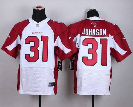Mens Arizona Cardinals 31 David Johnson Nike White Elite Jersey