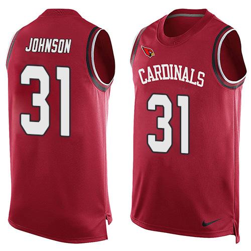 Mens Arizona Cardinals 31 David Johnson Red Hot Pressing Player Name Number Nike Nfl Tank Top Jersey