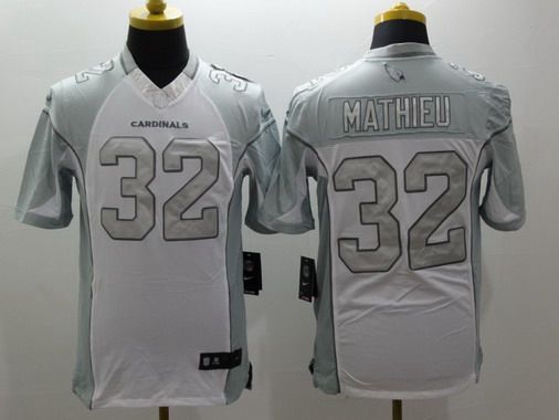 Mens Arizona Cardinals 32 Tyrann Mathieu White Platinum Nfl Nike Limited Jersey