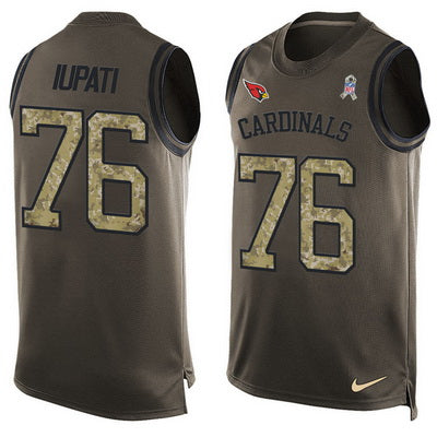 Mens Arizona Cardinals 76 Mike Iupati Green Salute To Service Hot Pressing Player Name Number Nike Nfl Tank Top Jersey