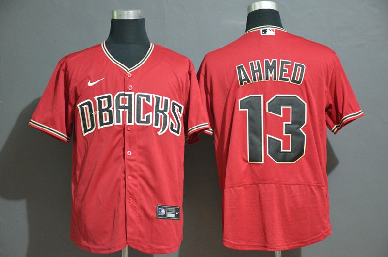 Mens Arizona Diamondback 13 Nick Ahmed Red Stitched Nike Mlb Flex Base Jersey