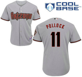 Mens Arizona Diamondbacks 11 A J Pollock Away Gray Mlb Cool Base Jersey