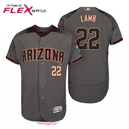 Mens Arizona Diamondbacks 22 Jake Lamb Gray Crimson 2017 Road Stitched Mlb Majestic Flex Base Jersey