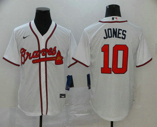Mens Atlanta Braves 10 Chipper Jones White Stitched Mlb Cool Base Nike Jersey