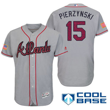 Mens Atlanta Braves 15 Aj Pierzynski Gray Stars Stripes Fashion Independence Day Stitched Mlb Majestic Cool Base Jersey
