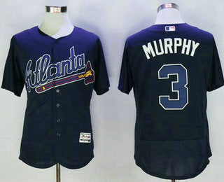 Mens Atlanta Braves 3 Dale Murphy Retired Navy Blue Road Stitched Mlb 2016 Majestic Flex Base Jersey