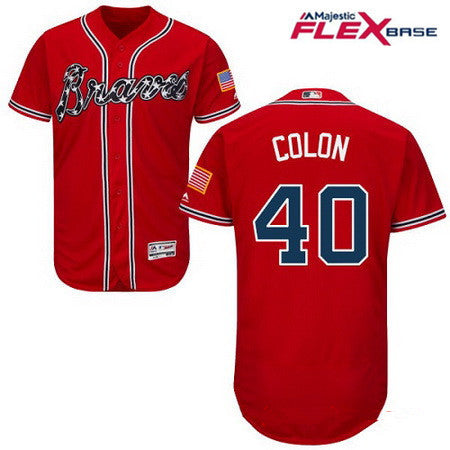Mens Atlanta Braves 40 Bartolo Colon Red Alternate Stitched Mlb Majestic Flex Base Jersey