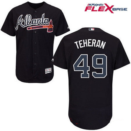Mens Atlanta Braves 49 Julio Teheran Navy Blue Alternate Stitched Mlb Majestic Flex Base Jersey