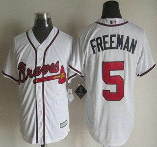 Mens Atlanta Braves 5 Freddie Freeman Home White 2015 Mlb Cool Base Jersey