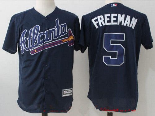 Mens Atlanta Braves 5 Freddie Freeman Navy Blue Alternate Stitched Mlb Majestic Cool Base Jersey