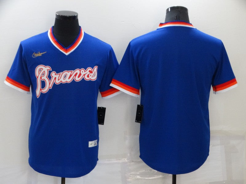 Mens Atlanta Braves Blank Blue Cooperstown Collection Stitched Mlb Throwback Jersey