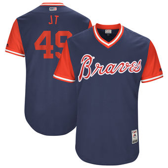 Mens Atlanta Braves Julio Teheran Jt Majestic Navy 2017 Players Weekend Authentic Jersey
