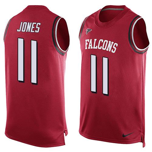 Mens Atlanta Falcons 11 Julio Jones Red Hot Pressing Player Name Number Nike Nfl Tank Top Jersey