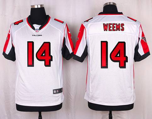 Mens Atlanta Falcons 14 Eric Weems White Road Nfl Nike Elite Jersey