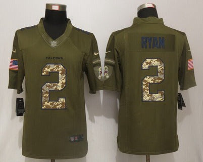 Mens Atlanta Falcons 2 Matt Ryan Green Salute To Service 2015 Nfl Nike Limited Jersey