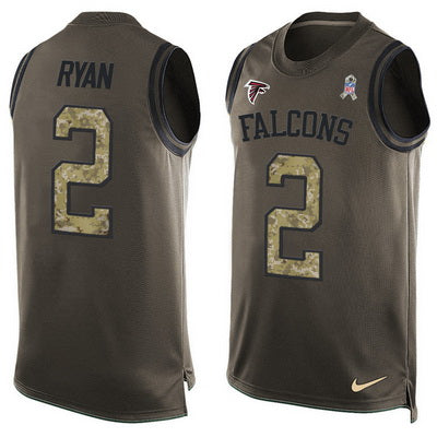 Mens Atlanta Falcons 2 Matt Ryan Green Salute To Service Hot Pressing Player Name Number Nike Nfl Tank Top Jersey