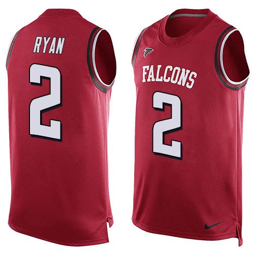 Mens Atlanta Falcons 2 Matt Ryan Red Hot Pressing Player Name Number Nike Nfl Tank Top Jersey