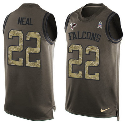 Mens Atlanta Falcons 22 Keanu Neal Green Salute To Service Hot Pressing Player Name Number Nike Nfl Tank Top Jersey