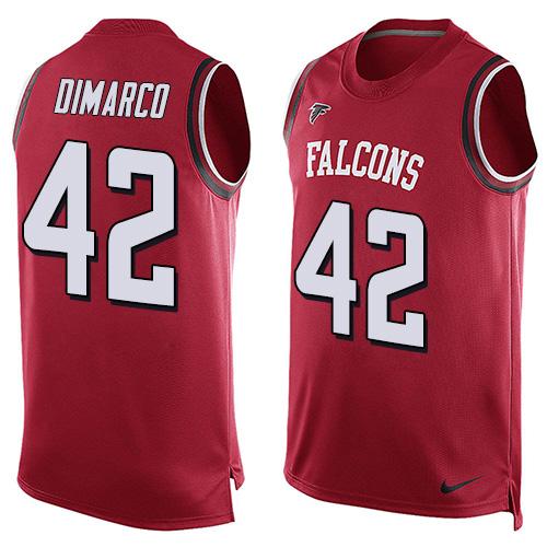 Mens Atlanta Falcons 42 Patrick Dimarco Red Hot Pressing Player Name Number Nike Nfl Tank Top Jersey