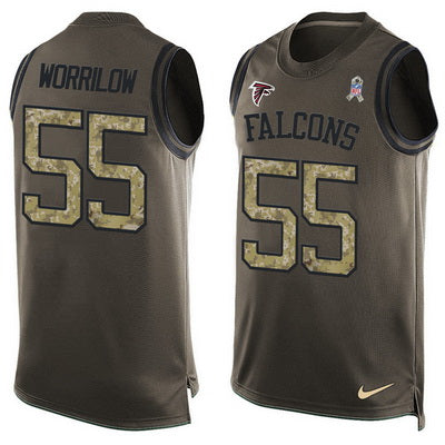 Mens Atlanta Falcons 55 Paul Worrilow Green Salute To Service Hot Pressing Player Name Number Nike Nfl Tank Top Jersey