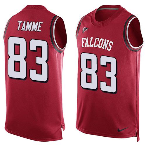 Mens Atlanta Falcons 83 Jacob Tamme Red Hot Pressing Player Name Number Nike Nfl Tank Top Jersey