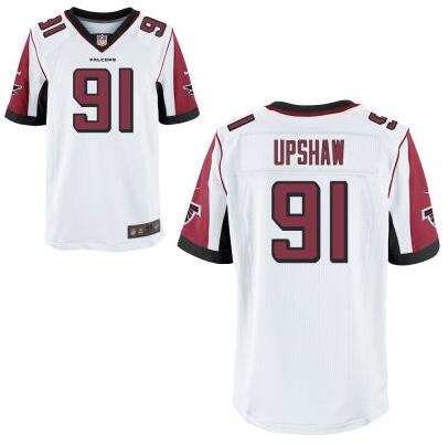 Mens Atlanta Falcons 91 Courtney Upshaw White Road Nfl Nike Elite Jersey