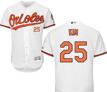 Mens Baltimore Orioles 25 Hyun soo Kim White Home Cool Base Majestic Baseball Jersey