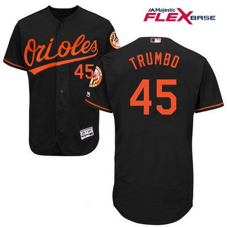 Mens Baltimore Orioles 45 Mark Trumbo Black Alternate Stitched Mlb Majestic Flex Base Jersey