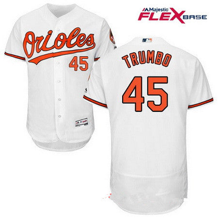 Mens Baltimore Orioles 45 Mark Trumbo White Home Stitched Mlb Majestic Flex Base Jersey