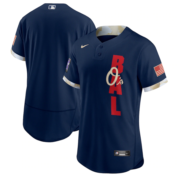 Mens Baltimore Orioles Blank 2021 Navy All star Flex Base Stitched Mlb Jersey