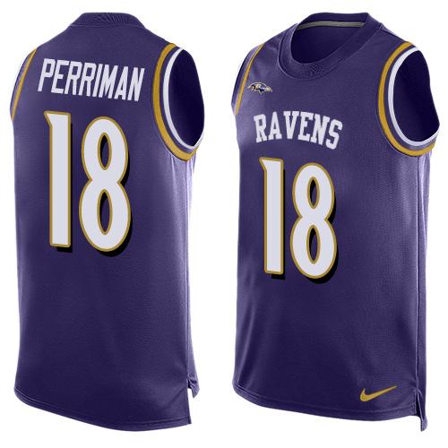 Mens Baltimore Ravens 18 Breshad Perriman Purple Hot Pressing Player Name Number Nike Nfl Tank Top Jersey