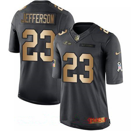Mens Baltimore Ravens 23 Tony Jefferson Anthracite Gold 2016 Salute To Service Stitched Nfl Nike Limited Jersey
