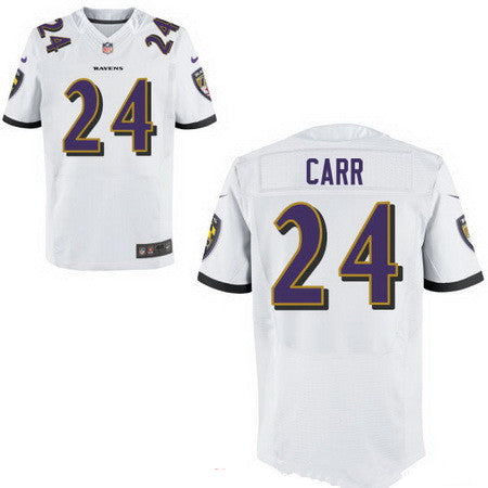 Mens Baltimore Ravens 24 Brandon Carr White Road Stitched Nfl Nike Elite Jersey