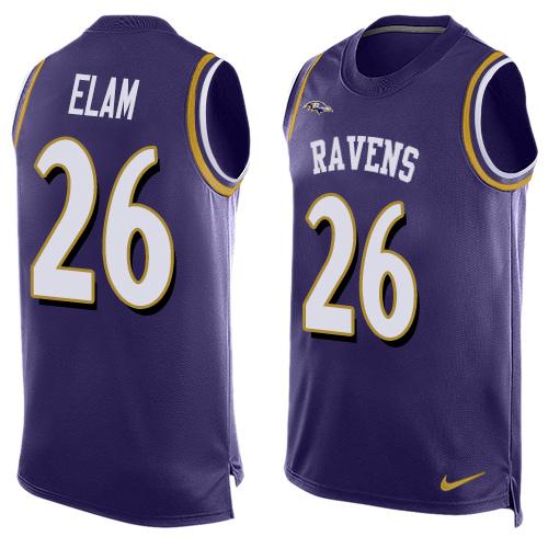 Mens Baltimore Ravens 26 Matt Elam Purple Hot Pressing Player Name Number Nike Nfl Tank Top Jersey