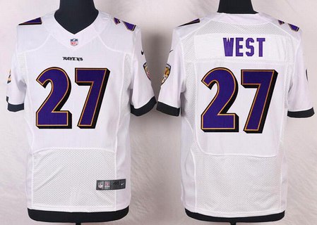 Mens Baltimore Ravens 27 Terrance West White Road Nfl Nike Elite Jersey