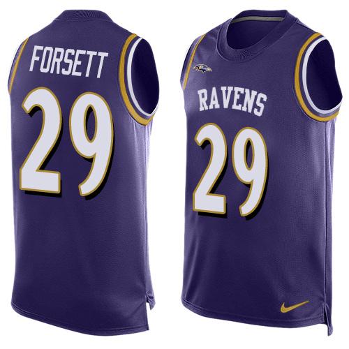 Mens Baltimore Ravens 29 Justin Forsett Purple Hot Pressing Player Name Number Nike Nfl Tank Top Jersey