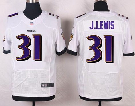 Mens Baltimore Ravens 31 Jamal Lewis White Retired Player Nfl Nike Elite Jersey