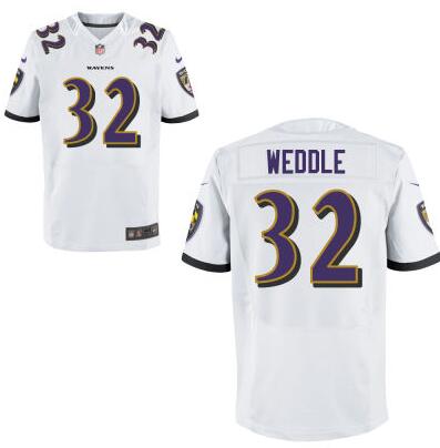 Mens Baltimore Ravens 32 Eric Weddle Elite White Road Jersey