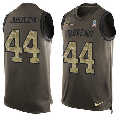 Mens Baltimore Ravens 44 Kyle Juszczyk Green Salute To Service Hot Pressing Player Name Number Nike Nfl Tank Top Jersey