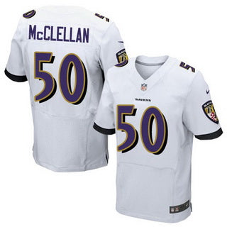 Mens Baltimore Ravens 50 Albert Mcclellan White Road Nfl Nike Elite Jersey