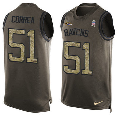 Mens Baltimore Ravens 51 Kamalei Correa Green Salute To Service Hot Pressing Player Name Number Nike Nfl Tank Top Jersey