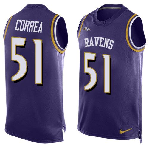 Mens Baltimore Ravens 51 Kamalei Correa Purple Hot Pressing Player Name Number Nike Nfl Tank Top Jersey