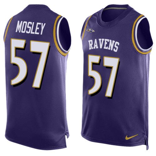 Mens Baltimore Ravens 57 Cj Mosley Purple Hot Pressing Player Name Number Nike Nfl Tank Top Jersey