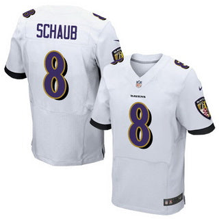 Mens Baltimore Ravens 8 Matt Schaub White Road Nfl Nike Elite Jersey