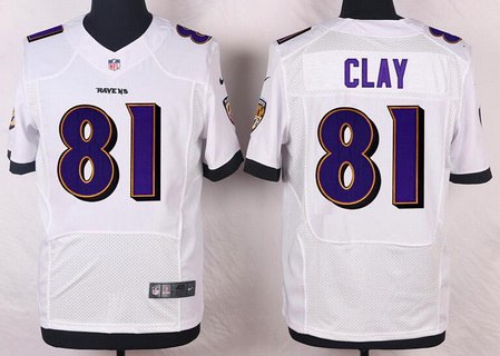 Mens Baltimore Ravens 81 Kaelin Clay White Road Nfl Nike Elite Jersey